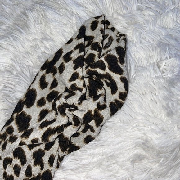 ZARA Lightweight Mini Dress Size XLARGE Animal Print Ruched Sleeve Shoulder Pads - Picture 5 of 12